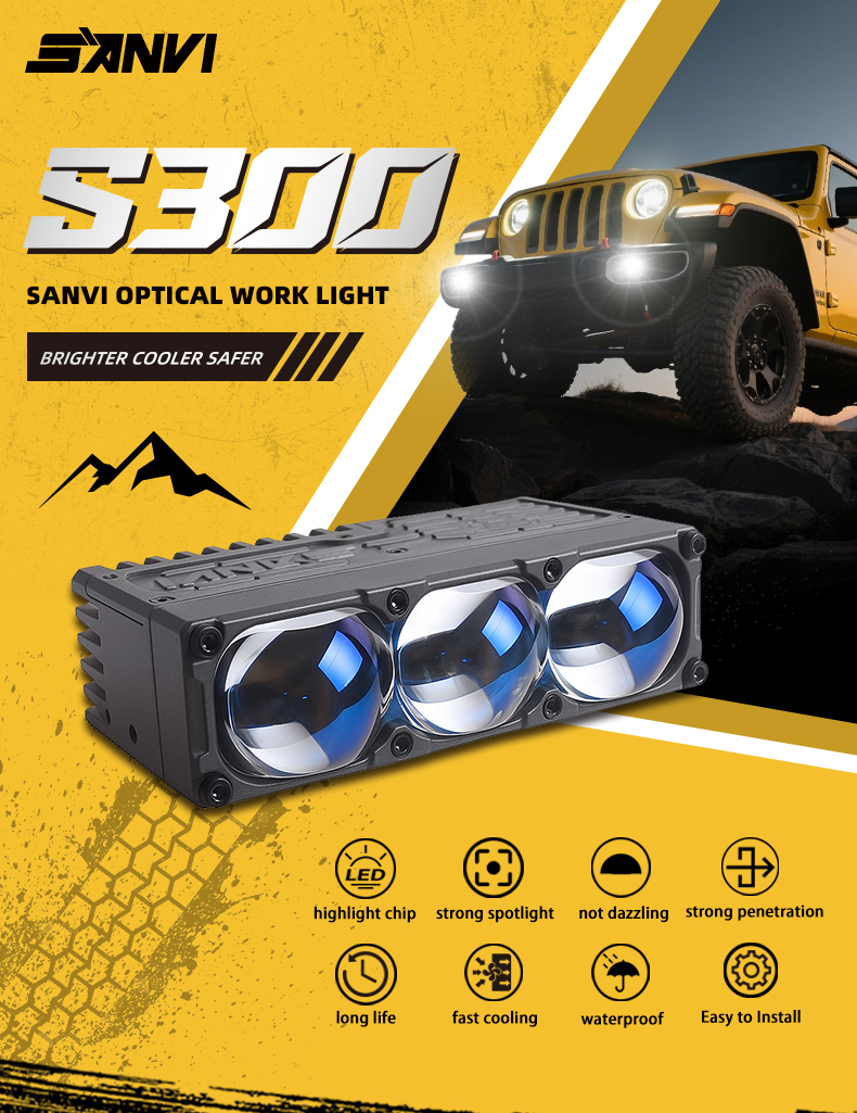 Sanvi Auto Lights S300 Universal Blue LED Car Front Grille Light Strobe Running Lamps DRL White Yellow 12V 92W Auto Bulb for CT200h Accord X3 X5