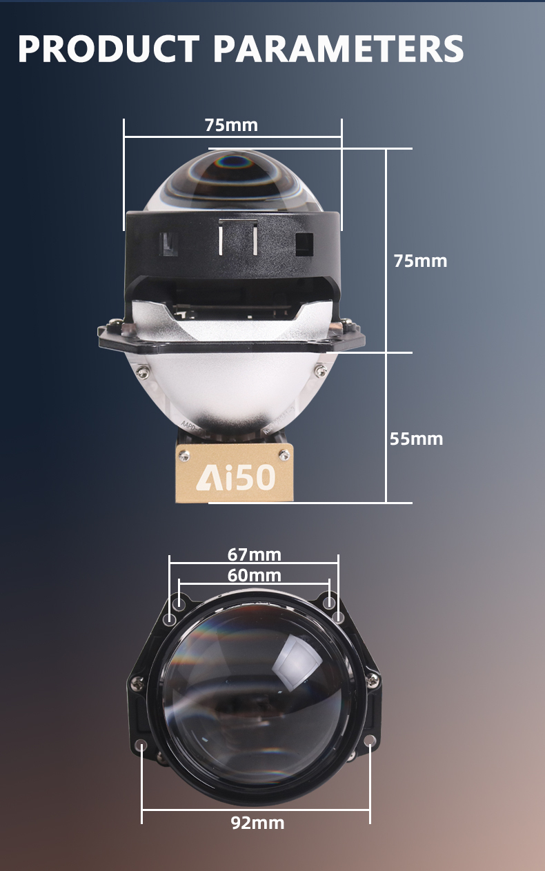 Sanvi auto lighting system new arrival 61w 6000k 3000k smart Ai50 bluetooth app led projector lens headlight brightness power color adjustable led headlights