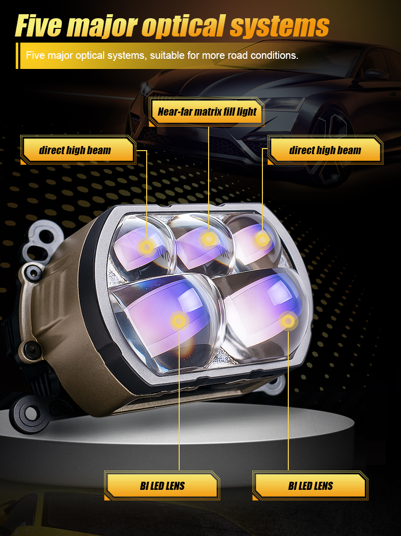 Sanvi auto lights 60w 90w 6000k B5 Blue Lens led projector lens headlight with 5pcs blue led lens for car motorcycle headlight