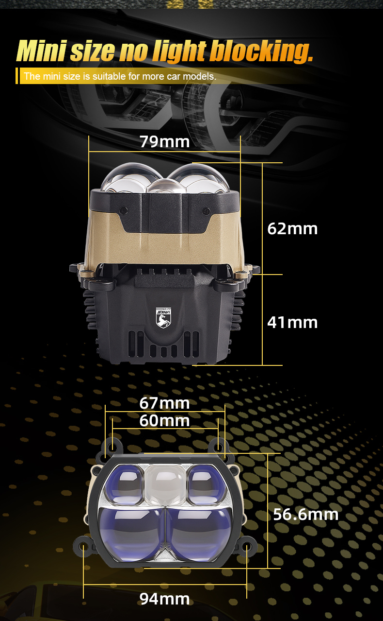 Sanvi auto lights 60w 90w 6000k B5 Blue Lens led projector lens headlight with 5pcs blue led lens for car motorcycle headlight