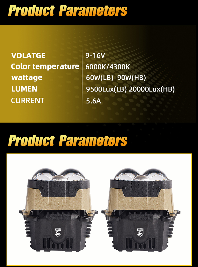 Sanvi auto lights 60w 90w 6000k B5 Blue Lens led projector lens headlight with 5pcs blue led lens for car motorcycle headlight