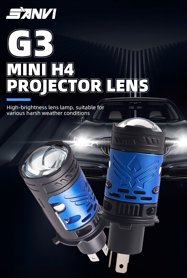 Sanvi auto lighting system 48w 65w 5500k high power H4 mini led projector lens headlight bulbs for car and motorcycle lights