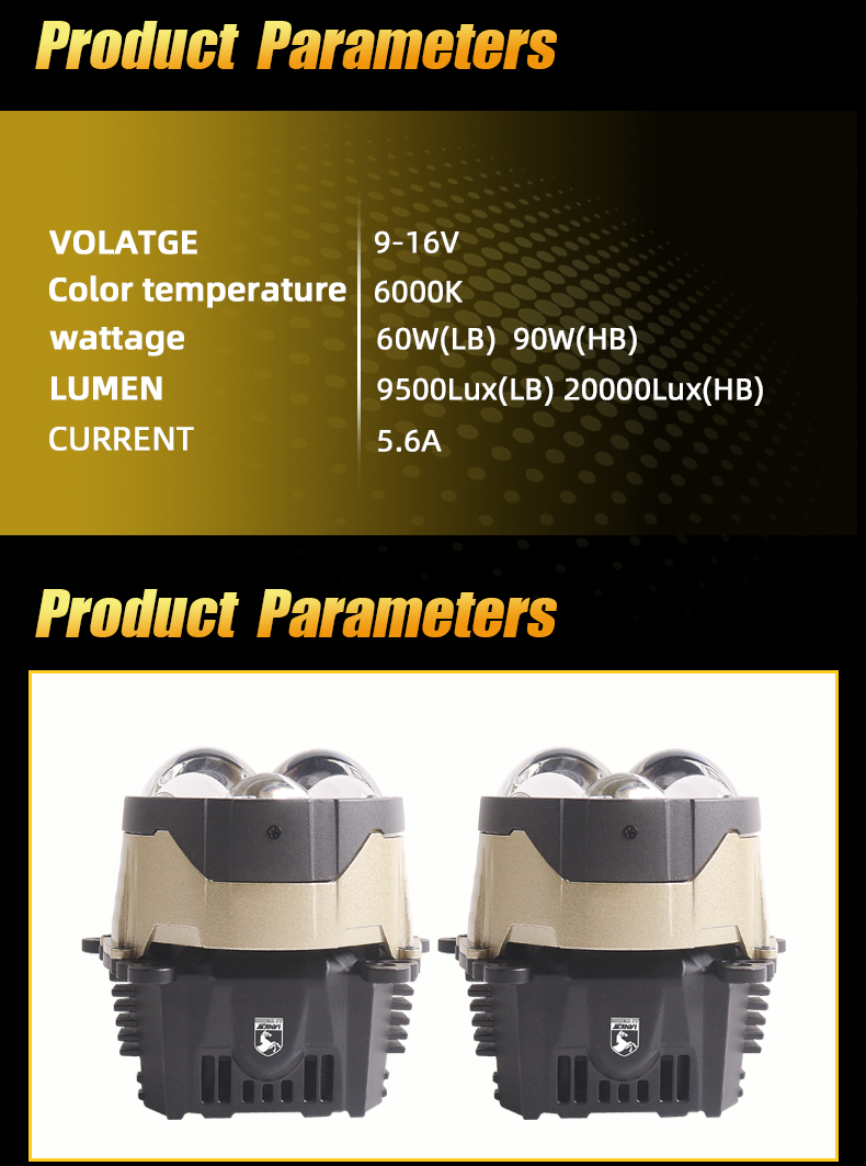 Sanvi auto lights 60w 90w 6000k B5 Blue Lens led projector lens headlight with 5pcs blue led lens for car motorcycle headlight