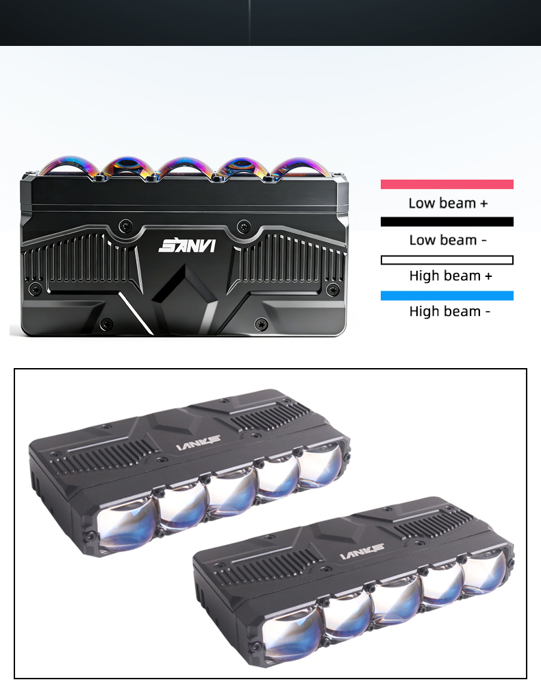 Sanvi automotive auto lighting new arrival S500 eyes 12V blue lens 75w-108w 6000k 3000K high power super bright car motorcycle led grille light spotlight working lamp fog driving headlights