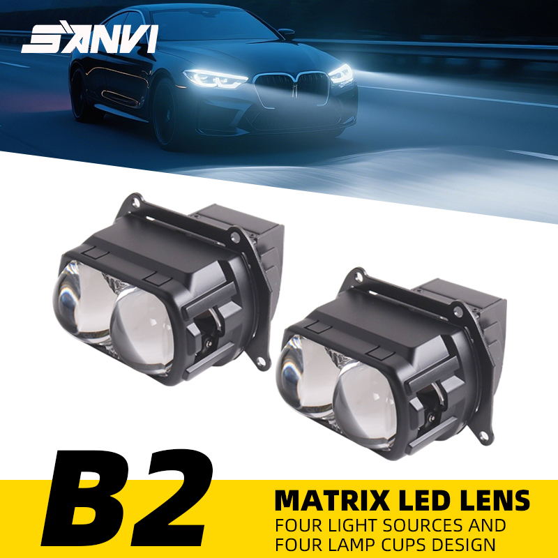 New Arrival Aftermarket Auto Lighting System 68w B2 3.0 Car matrix Blue Lens with Dual Lens High Low Beam Led Projector Lens Headlight