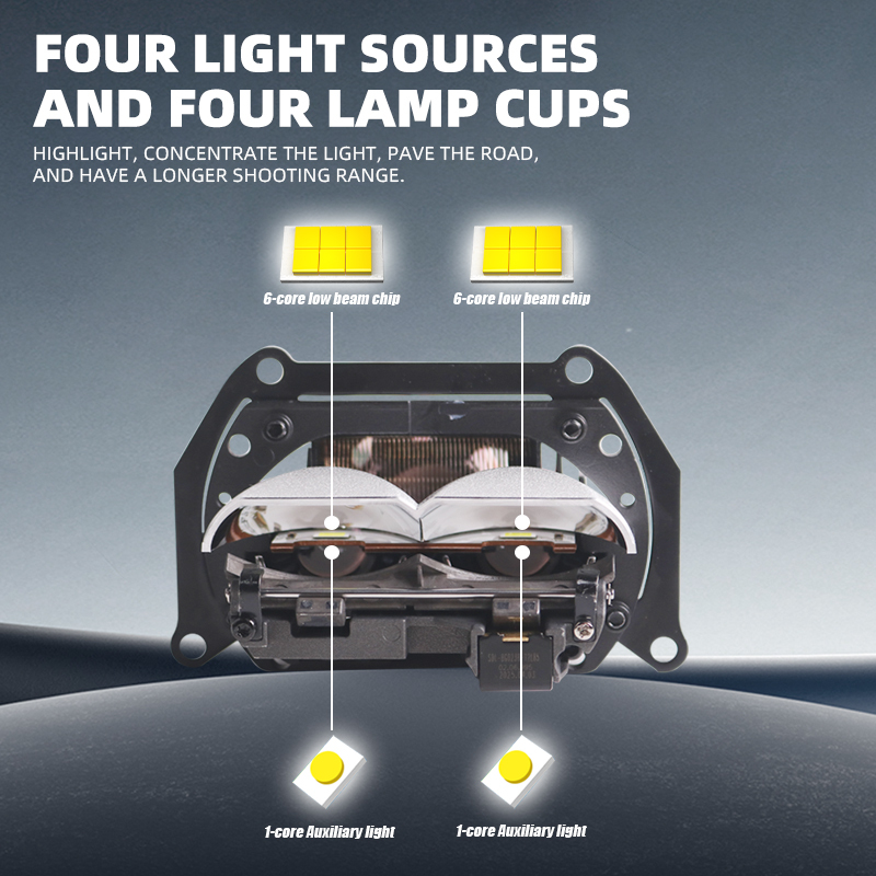 New Arrival Aftermarket Auto Lighting System 68w B2 3.0 Car matrix Blue Lens with Dual Lens High Low Beam Led Projector Lens Headlight