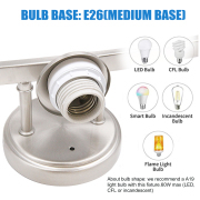 MingBright Bath Wall Vanity Light with 3Lights, 22Inch Brush Nickel Vanity Light Fixture for Bathroom, Bedroom, Dual-Mount Vanity Lighting with White Glass Shade (3Bulbs Included)