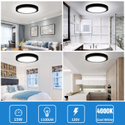 MingBright LED Flush Mount Ceiling Light Fixture 9.5inch Ceiling Light Dimmable, Super Slim Panel Light 120V 15W 4000K White Round Ceiling Light for Bathroom, Bedroom, Kitchen or Hallway Damp Location