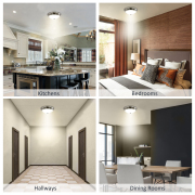 MingBright LED Glass Shade Ceiling Light Fixture, Dimmable Ceiling Lamp Shade Glass, Modern Lamps for Living Room, Bathroom Porch and Bedroom, Damp Location 16W, 3000K, 1050lm, Brushed Nickel