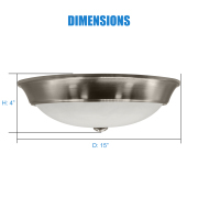 MingBright LED Glass Shade Ceiling Light Fixture, Dimmable Ceiling Lamp Shade Glass, Modern Lamps for Living Room, Bathroom Porch and Bedroom, Damp Location 16W, 3000K, 1050lm, Brushed Nickel