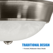 MingBright LED Glass Shade Ceiling Light Fixture, Dimmable Ceiling Lamp Shade Glass, Modern Lamps for Living Room, Bathroom Porch and Bedroom, Damp Location 16W, 3000K, 1050lm, Brushed Nickel