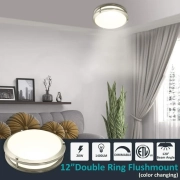 MingBright 12 Inch Flush Mount LED Ceiling Light, 20W, CRI80, 1400LM, 3000K/4000K/5000K Adjustable Brushed Nickel Light Fixture, Dimmable Lighting for Bathroom Hallway or Kitchen