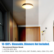 MingBright 11/13 Inch 24W Flush Mount LED Ceiling Light Dimmable , 3 Color Temperatures, For Bedroom, Living Room,Bathroom