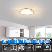 MingBright 16'' 24W LED Flush Mount Ceiling Light Dimmable, 3 Color Temperatures For Bedroom, Kitchen, Living Room,Bathroom