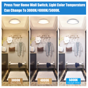 MingBright 16'' 24W LED Flush Mount Ceiling Light Dimmable, 3 Color Temperatures For Bedroom, Kitchen, Living Room,Bathroom