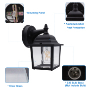 MingBright 2 PKS Porch Sconces Wall Lamp Black Outside Lighting Exterior Waterproof Wall Lanterns For Balcony,Entryway ,Front Door, Or Corridor
