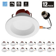 MingBright 12Pcs 4Inch LED Baffle Recessed Dimmable Light Retrofit Downlight,3000K Warm White,Recessed Lighting,For Kitchen,Bedroom