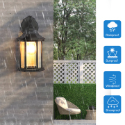 1-Light Black Outdoor Hardwired Doorway Wall Lantern with Light LED Bulbs (2-Pack)