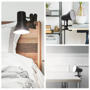 5.5-in Adjustable Black Clip Desk Lamp with Metal Shade, Mini LED Desk Lamp With Rocker Switch behind the lamp