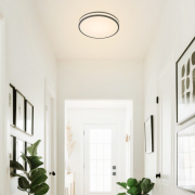 Ceiling Light 13.38-in Black Indoor 1 -Light LED Flush Mount Light Plastic Shade Motion Sensor and Remote Control Included