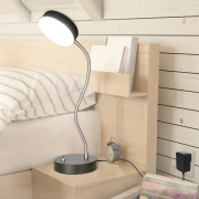 19.25 in. Black LED Desk Lamp With Lamp Base Toggle Switch, 360° Flexible Gooseneck