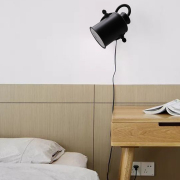 5.5 in. Black LED 360° Rotating Wall Mount Desk Lamp with Inline Rotary Lamp Cord Switch