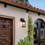 1-Light Black Outdoor Hardwired Doorway Wall Lantern with Light LED Bulbs (2-Pack)