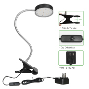 19.25-in Adjustable Black Clip Desk Lamp with Metal Shade, LED Clamp Desk Light With Inline Push Button Lamp Switch