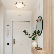 Ceiling Light 13.38-in Black Indoor 1 -Light LED Flush Mount Light Plastic Shade Motion Sensor and Remote Control Included