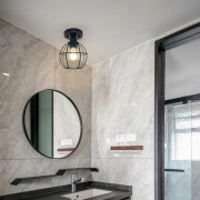 6.6 in. Oil Rubbed Bronze Semi Flush Mount with Metal Cage Ceiling Light Fixture (2 x A19 LED Bulb Included)-2 Pack