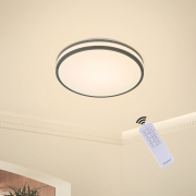 Ceiling Light 13.38-in Black Indoor 1 -Light LED Flush Mount Light Plastic Shade Motion Sensor and Remote Control Included