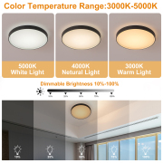 Flush Mount Light 15.6-in Matte Black Indoor 1 -Light LED Multicolor Flush Mount Light Plastic Shade