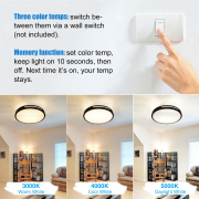 13 in. Adjustable CCT Black Integrated LED Flush Mount - 1500 Lumens Ceiling Light Fixture