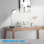 19.25 in. Black LED Desk Lamp With Lamp Base Toggle Switch, 360° Flexible Gooseneck