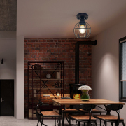 6.6 in. Oil Rubbed Bronze Semi Flush Mount with Metal Cage Ceiling Light Fixture (2 x A19 LED Bulb Included)-2 Pack