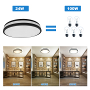 13 in. Matte Black Adjustable CCT Integrated LED Flush Mount 3000K/4000K/5000K Light Fixture
