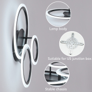 Flush Mount 20.87-in Matte black Indoor 1 -Light LED Multicolor Semi-flush Mount Light with Acrylic Shade
