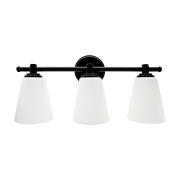 20 in. 3-Light Black Vanity Light with Frosted Glass Shade