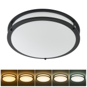 Flush Mount Light 15-in Matte Black Indoor 1 -Light LED Flush Mount Light Plastic Shade