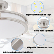 Flush Mount Ceiling Light Brushed Nickel Indoor 1 -Light LED Semi-flush Mount Light Plastic Shade