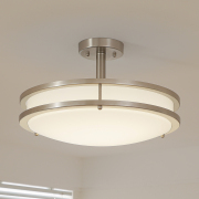 Flush Mount Ceiling Light Brushed Nickel Indoor 1 -Light LED Semi-flush Mount Light Plastic Shade