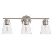 3-light Vanity Light With Clear Bubble Glass Shades, Brushed Nickel Finish, E26 Socket, Cetl Listed For Bathroom, Bedroom, Vanity