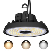 9.69in UFO LED High Bay Light, Dimmable Commercial/Industrial Light, 100W-120W-150W Selectable, 3000K/4000K/5000K Adjustable, IP65 Waterproof for Warehouses, Garages, Barns, UL Listed
