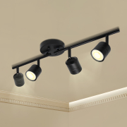 4-Light Matte Black Track Lighting Kit, 3000K Warm White, GU10 Bulbs Included, 10-100% Dimmable, ETL Certified