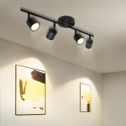 4-Light Matte Black Track Lighting Kit, 3000K Warm White, GU10 Bulbs Included, 10-100% Dimmable, ETL Certified