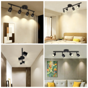 4-Light Matte Black Track Lighting Kit, 3000K Warm White, GU10 Bulbs Included, 10-100% Dimmable, ETL Certified