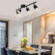 4-Light Matte Black Track Lighting Kit, 3000K Warm White, GU10 Bulbs Included, 10-100% Dimmable, ETL Certified