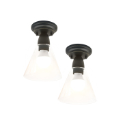 6.5 in. Oil Rubbed Bronze Semi Flush Mount with Clear Glass Shade Ceiling Light Fixture (2-A19 Bulbs Included)-2 Pack