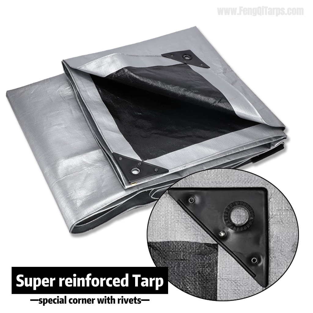 Super High Quality Reinforced Heavy Duty Poly Tarp Silver Black