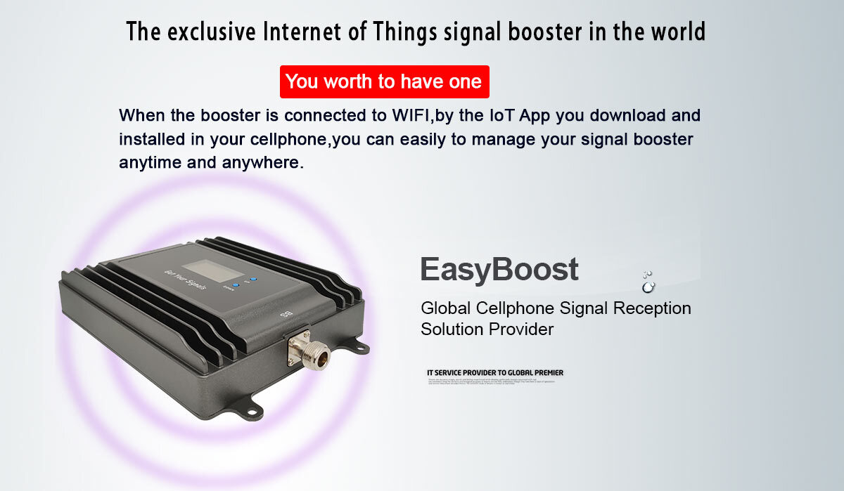 Powerful Dual Band 1800+2100Mhz 2G Voice 3G LTE 4G data Network Signal Booster B3+B1 GSM Celullar Amplifier Signal Antenna WIFI Connected For the remote Monitoring